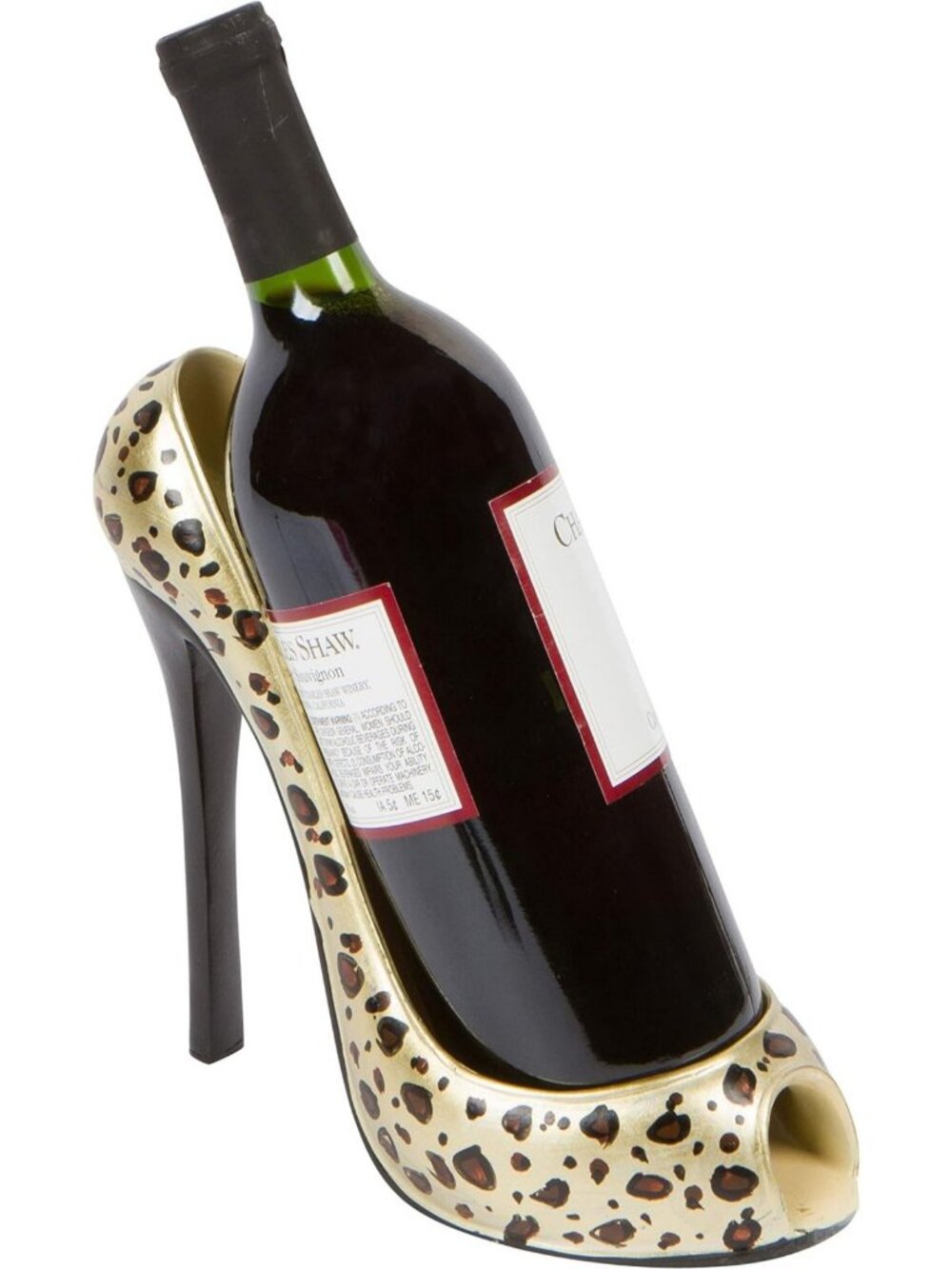 Chic Leopard Print High Heel Wine Bottle Holder - Unique Wine Rack Decor